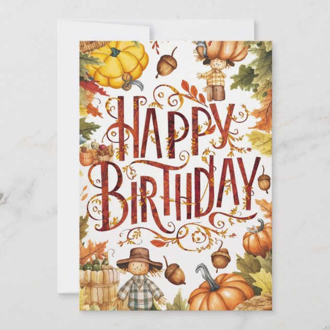 Lovely Charming Season Autumn Fall Happy Birthday Card (Front)