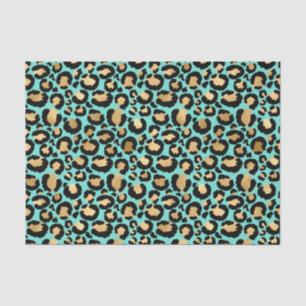 Lovely Cheetah Print Teal and Golden Black Tissue Paper