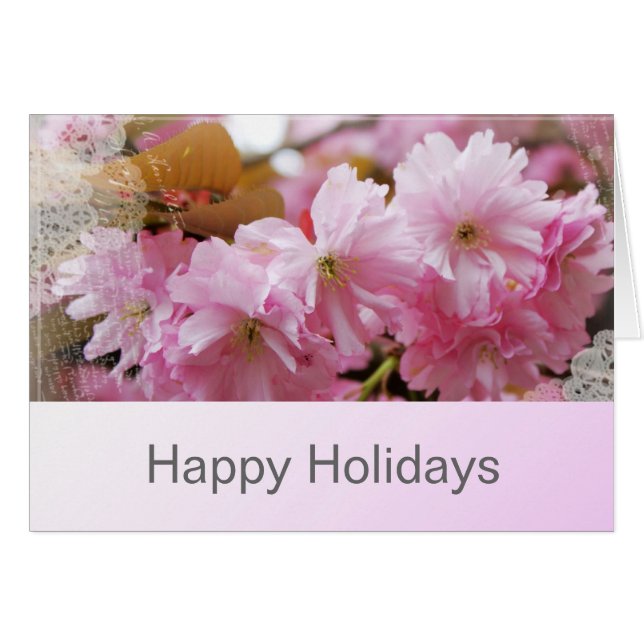 Lovely cherry blossom happy holiday greeting (Front Horizontal)