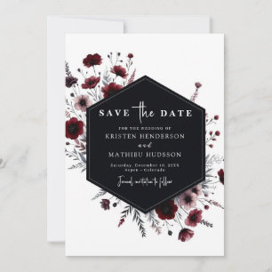 Lovely Chic Burgundy Wedding Save The Date