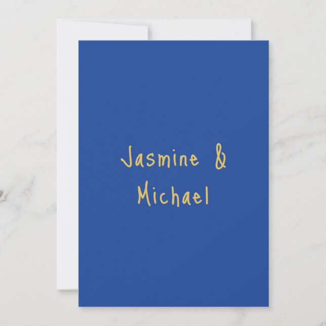 Lovely Chic Calligraphy Couple Names Blue & Gold (Front)