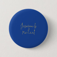 Lovely Chic Calligraphy Couple Names Blue & Gold