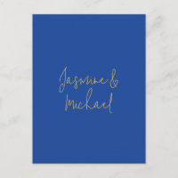 Lovely Chic Calligraphy Couple Names Blue & Gold