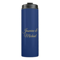 Lovely Chic Calligraphy Couple Names Blue & Gold