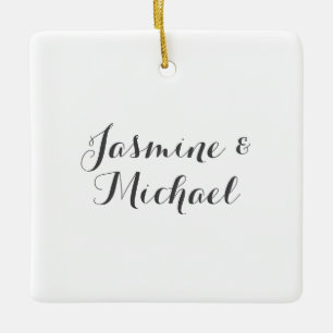 Lovely Chic Calligraphy Couple Names  Ceramic Ornament