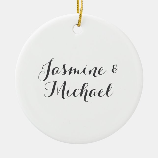 Lovely Chic Calligraphy Couple Names  Ceramic Ornament (Front)