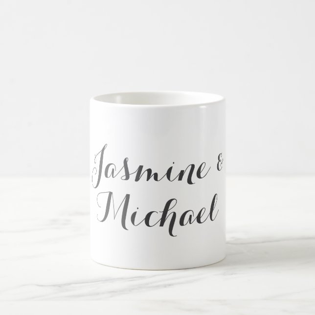 Lovely Chic Calligraphy Couple Names  Coffee Mug (Center)
