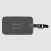 Lovely Chic Calligraphy Couple Names Grey & Gold