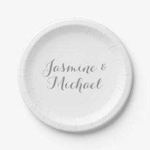 Lovely Chic Calligraphy Couple Names  Paper Plate