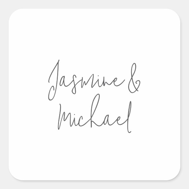 Lovely Chic Calligraphy Couple Names  Square Sticker (Front)