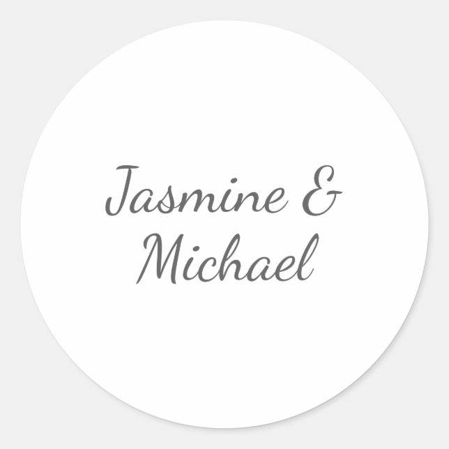 Lovely Chic Calligraphy Couple Names Wedding Classic Round Sticker (Front)