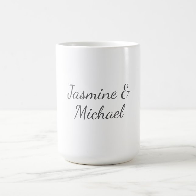 Lovely Chic Calligraphy Couple Names Wedding Coffee Mug (Center)