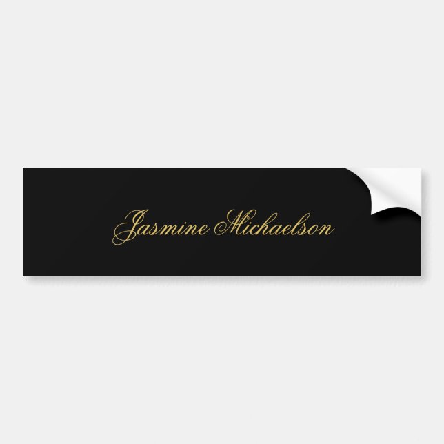 Lovely Chic Calligraphy Name Black & Gold Bumper Sticker (Front)