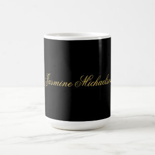 Lovely Chic Calligraphy Name Black & Gold Coffee Mug