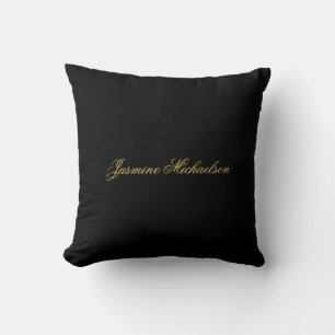 Lovely Chic Calligraphy Name Black & Gold Cushion