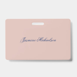 Lovely Chic Calligraphy Name Rose Gold Colour ID Badge
