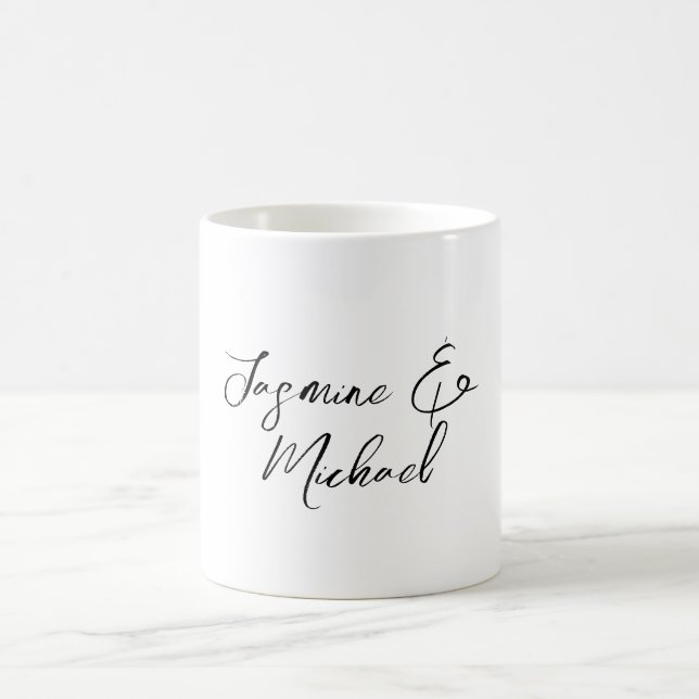 Lovely Chic Calligraphy Names Weddings Coffee Mug (Center)