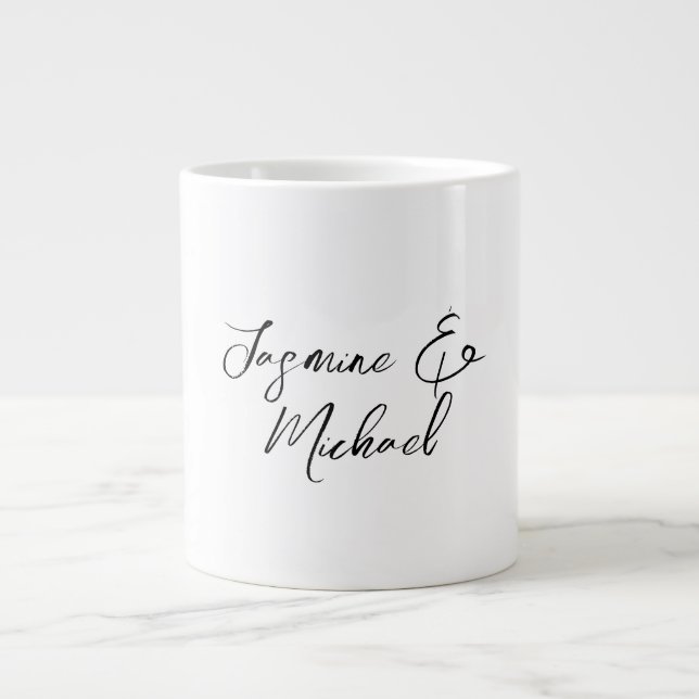 Lovely Chic Calligraphy Names Weddings Large Coffee Mug (Front)