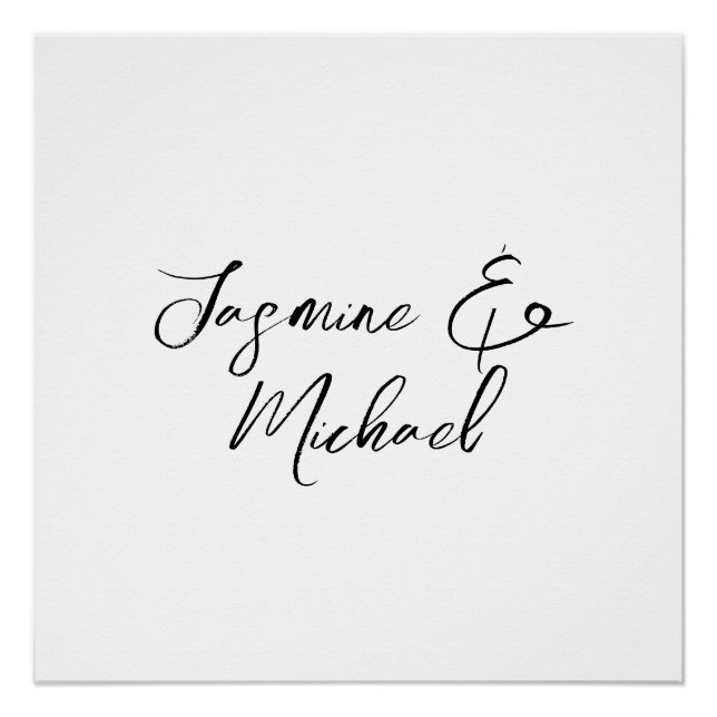 Lovely Chic Calligraphy Names Weddings Poster (Front)