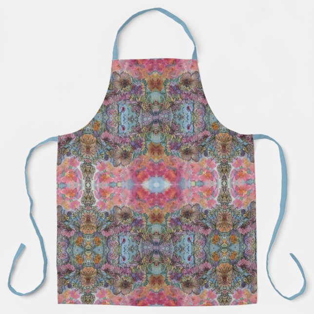 Lovely Chic Flower Garden Watercolor Painting  Apron (Front)
