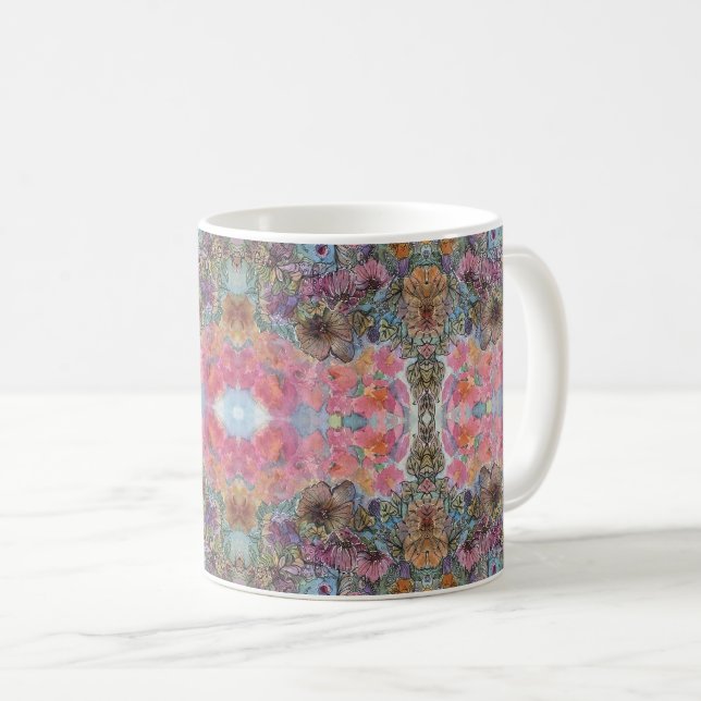 Lovely Chic Flower Garden Watercolor Painting  Coffee Mug (Front Right)