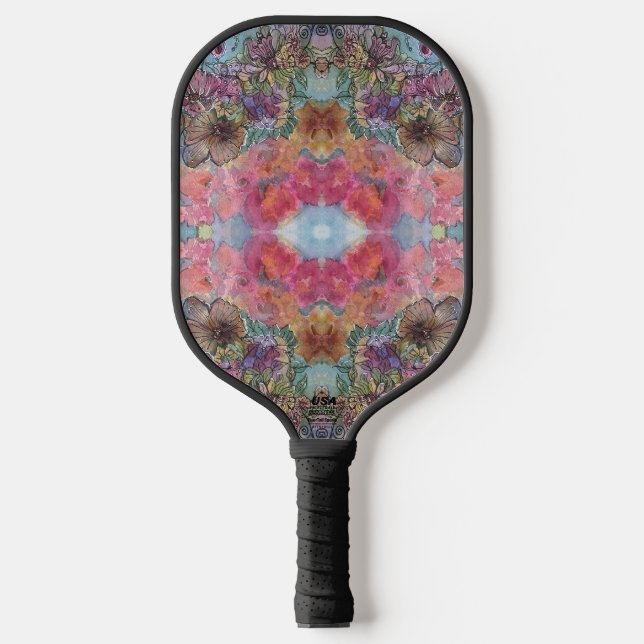 Lovely Chic Flower Garden Watercolor Painting  Pickleball Paddle (Front)