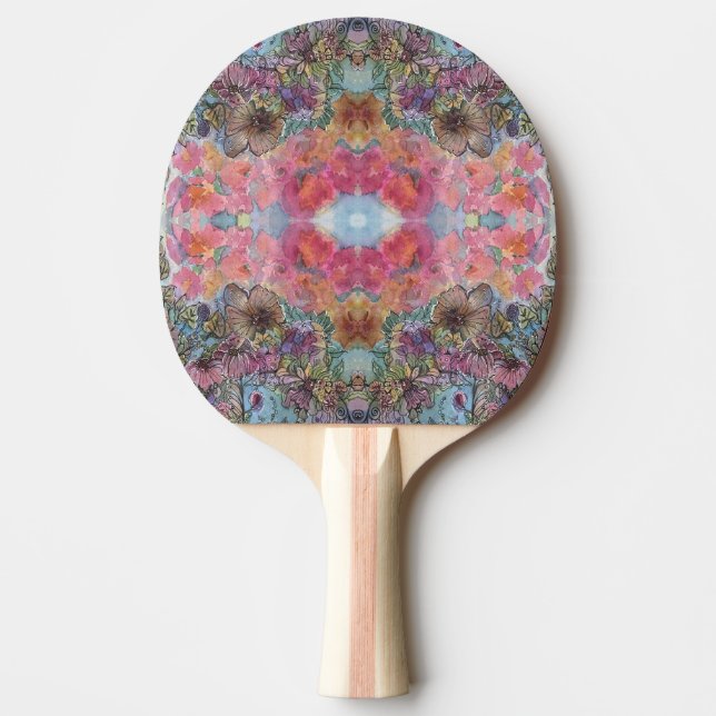 Lovely Chic Flower Garden Watercolor Painting  Ping Pong Paddle (Front)