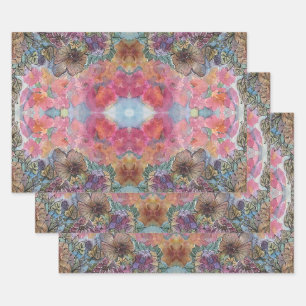 Lovely Chic Flower Garden Watercolor Painting  Wrapping Paper Sheet