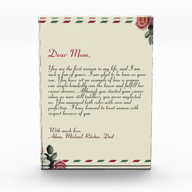 lovely Chic Personalised Love Letter Handwritten  Photo Block (Front)