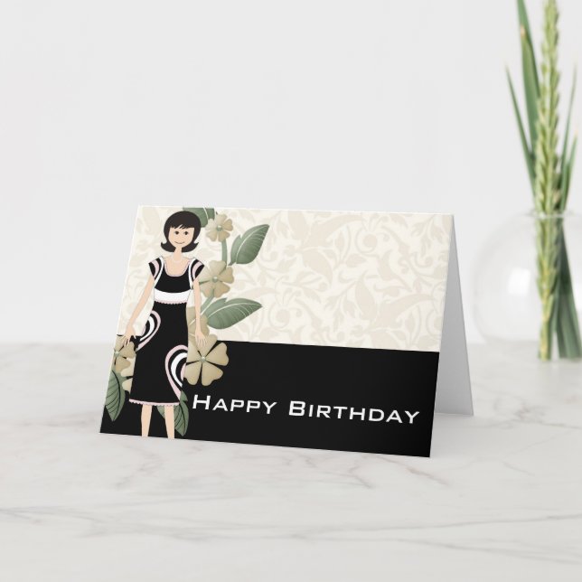 Lovely Chic Woman Happy Birthday Greeting Card (Front)