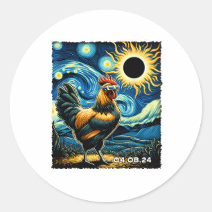 Lovely Chickens Starry Night Funny Chickens Solar Classic Round Sticker