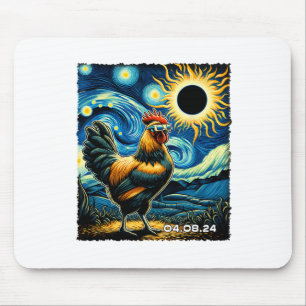 Lovely Chickens Starry Night Funny Chickens Solar Mouse Pad