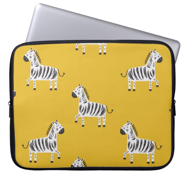 Lovely children's seamless pattern with zebras laptop sleeve (Front)