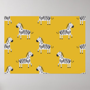 Lovely children's seamless pattern with zebras poster