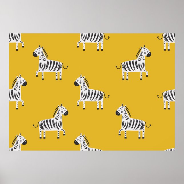 Lovely children's seamless pattern with zebras poster (Front)