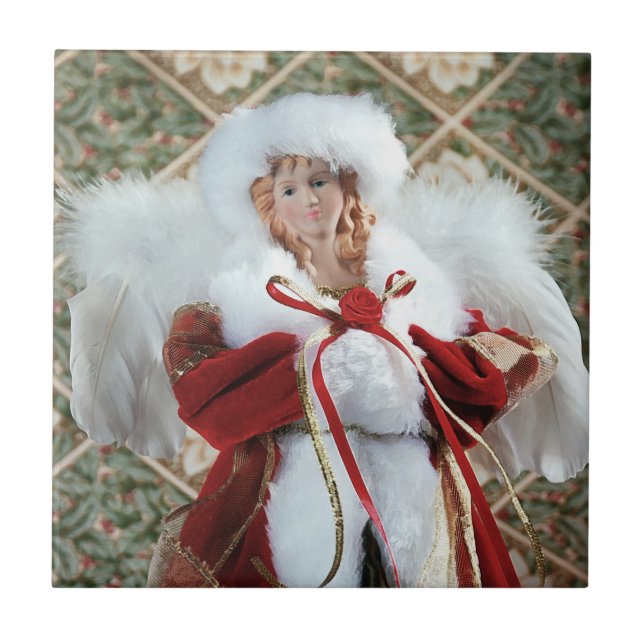 Lovely christmas angel print ceramic tile (Front)