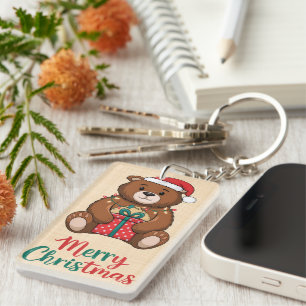 Lovely Christmas Bear - Merry Christmas Key Ring