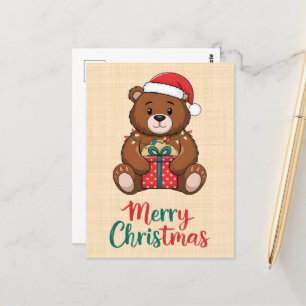 Lovely Christmas Bear - Merry Christmas Postcard