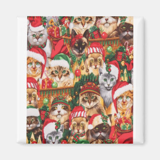 Lovely Christmas Cat Family, Cat Glare Design Magnet