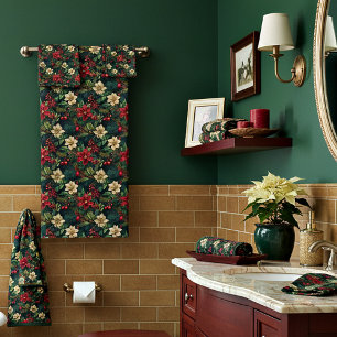 Lovely Christmas chinoiserie floral Bath Towel Set