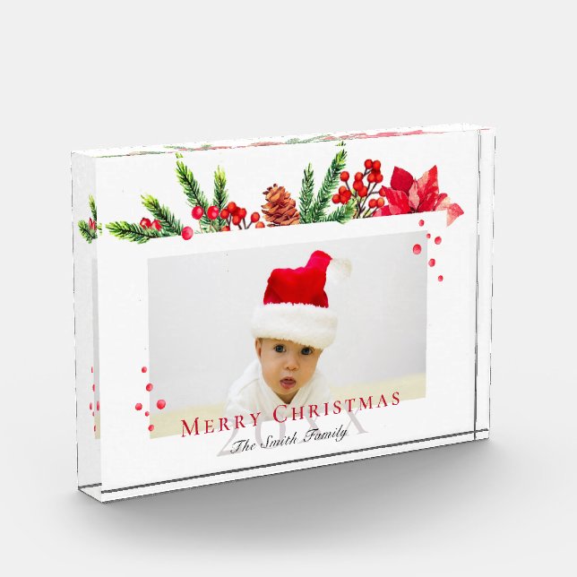 Lovely Christmas Frame Personalised Photo Block (Left)