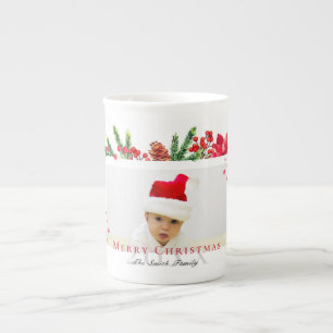 Lovely Christmas Frame Personalised Photo Bone China Mug