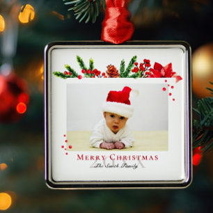 Lovely Christmas Frame Personalised Photo Metal Ornament