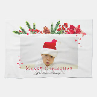 Lovely Christmas Frame Personalised Photo Tea Towel