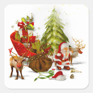 Lovely Christmas Scene Square Sticker