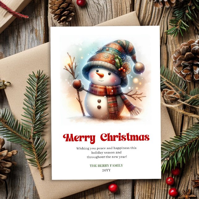 Lovely Christmas snowman classic kids holiday card (Lovely Christmas snowman classic kids holiday card digital)