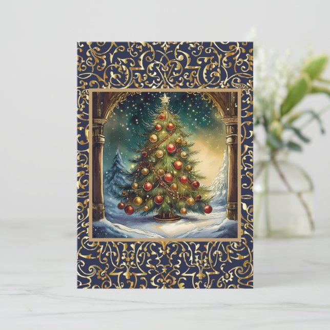 Lovely Christmas Tree Holiday Party Invitation (Standing Front)