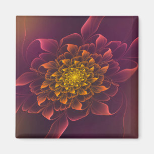 Lovely Chrysanthemum Fractal Purple Magnet
