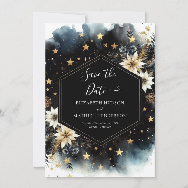 Lovely Classic Celestial Wedding Save The Date (Front)