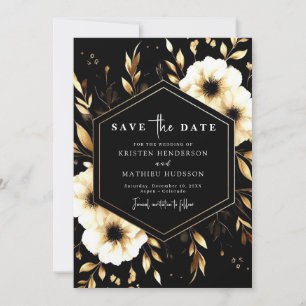 Lovely Classic Gold and Black Wedding Save The Date